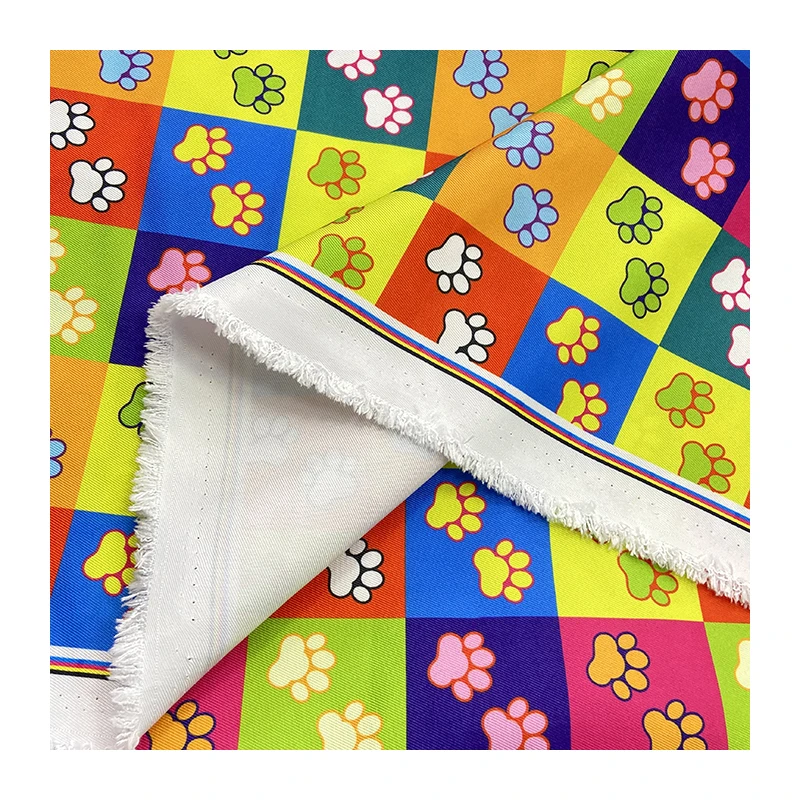 Chinese Manufacturer 100% Polyester Digital Printing Dog Paw Print Pattern Fabric Nurse Wear Material Turban Skirt Fabric