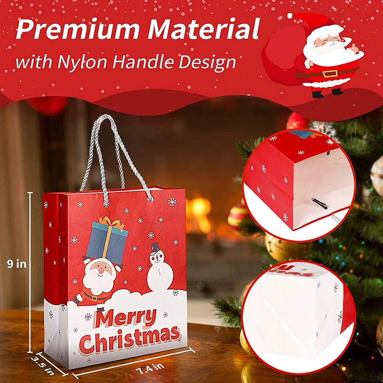 Custom Printing Eco Friendly Large Kids Birthday Merry Christmas Paper Bag Party Gift Bag For Gift