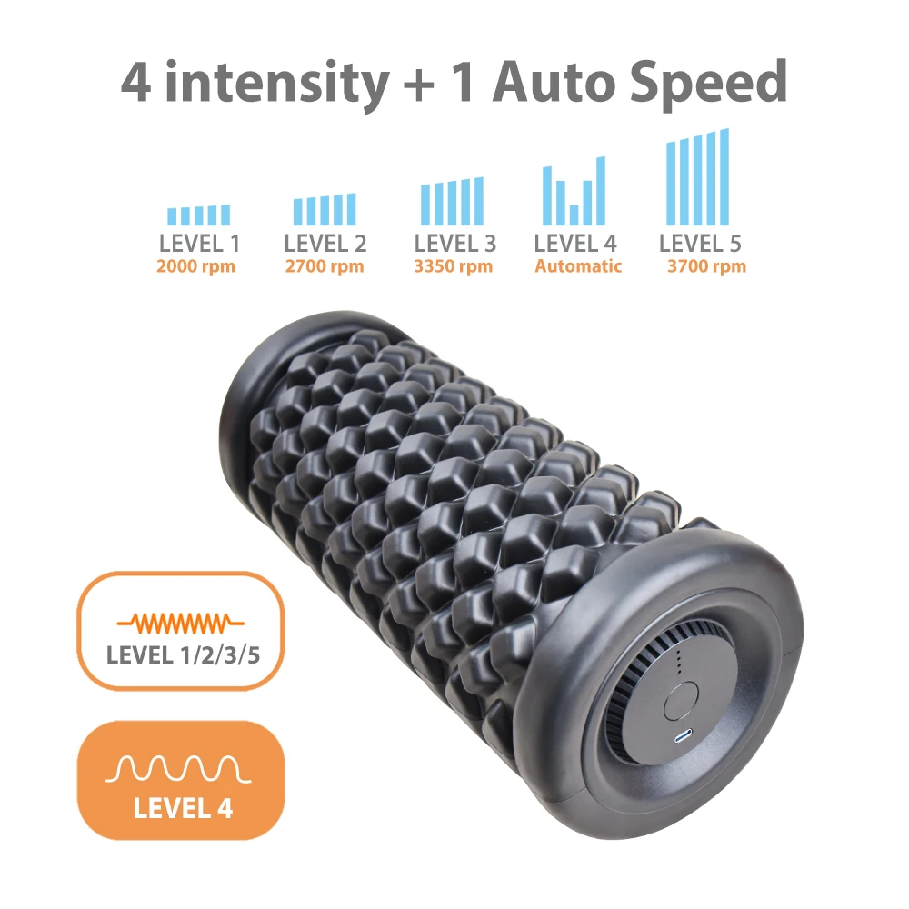 electric 5 speed vibrating wave muscle roller physical therapy back foam rollers for post-exercise muscle recovery