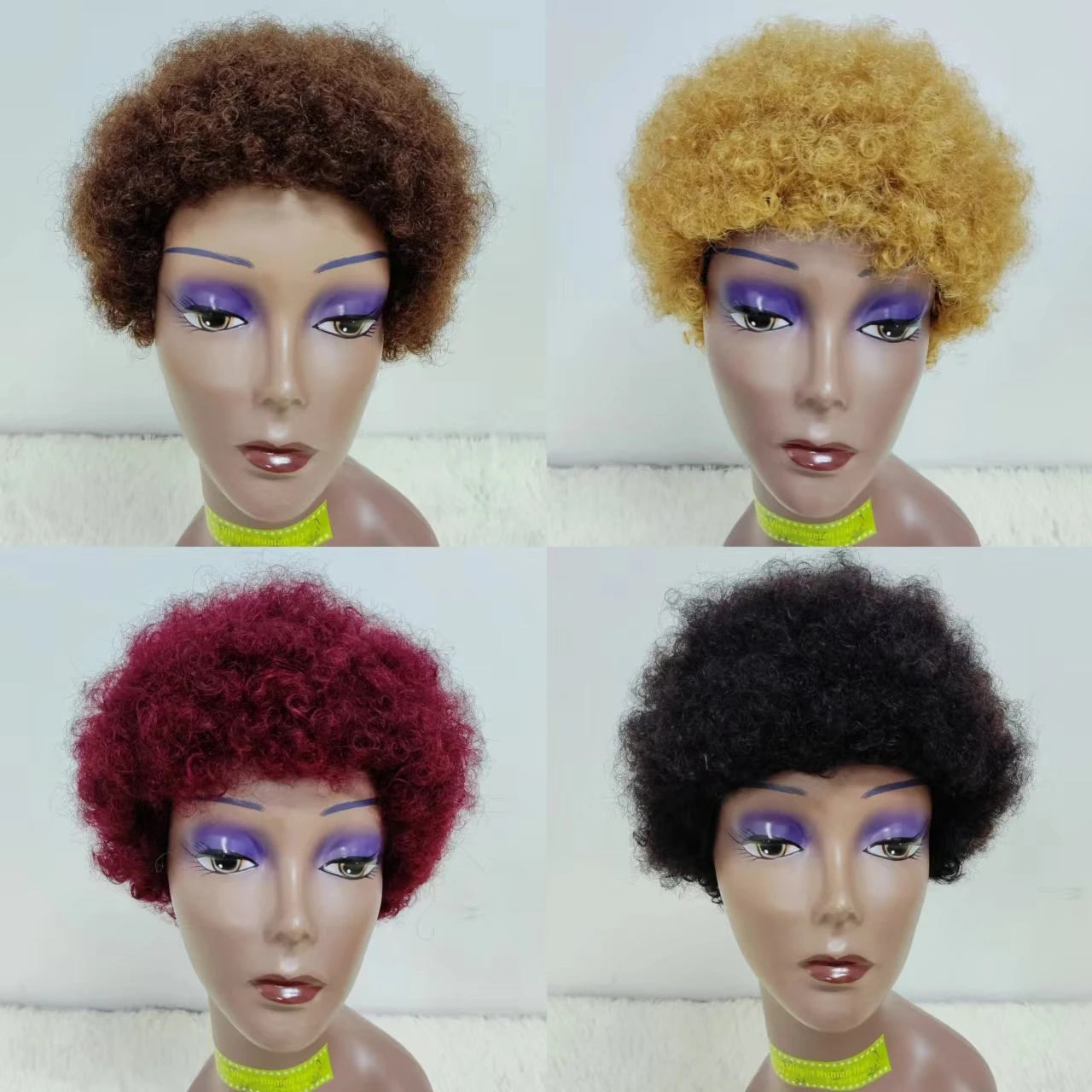 Letsfly Wholesale Cheap Afro Wigs 6inch Short Wigs Non Lace 100% Human Hair Brazilian Virgin Human Hair Extensions Free Shipping