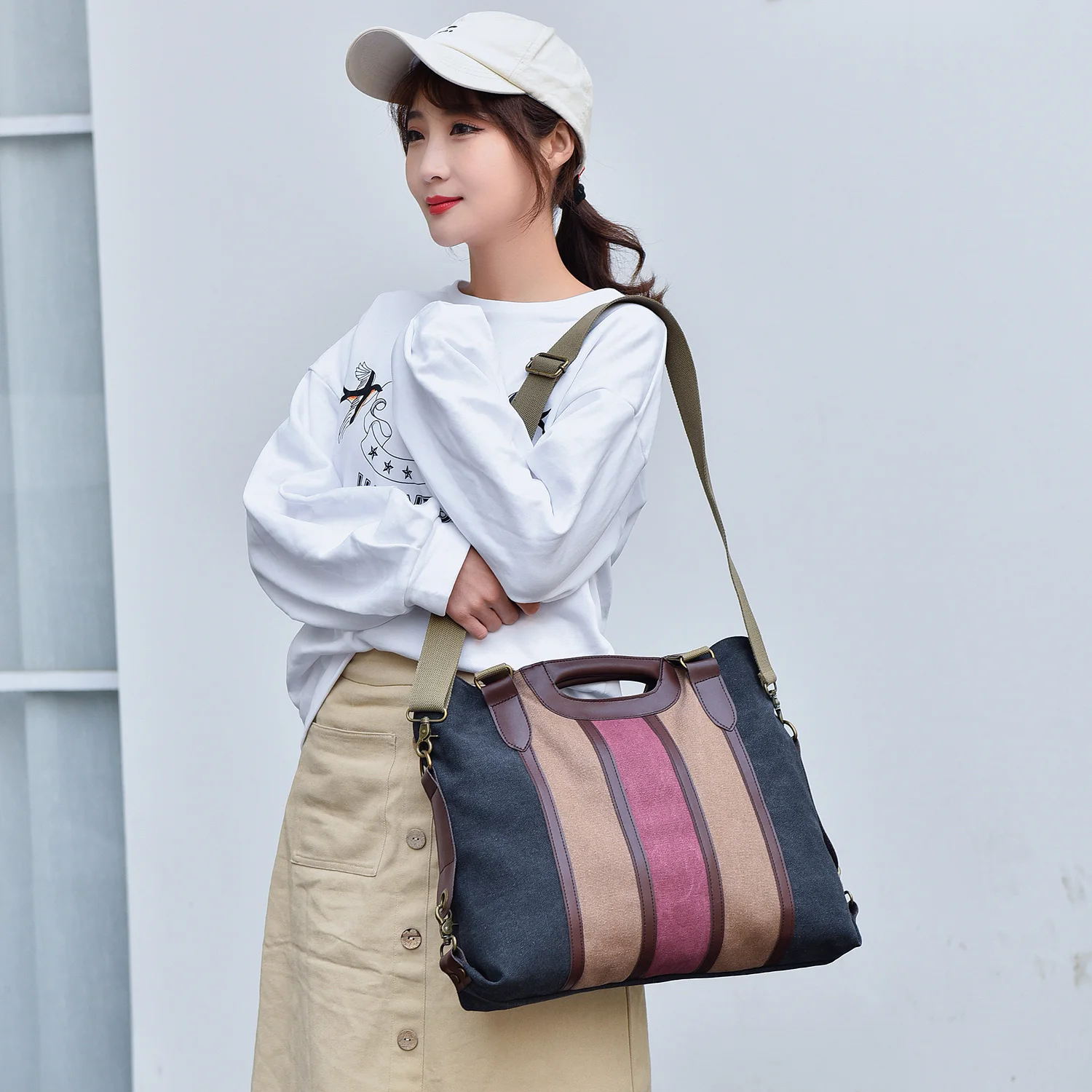 Good price fashion online shopping china factory wholesale new model ladies women canvas handbags