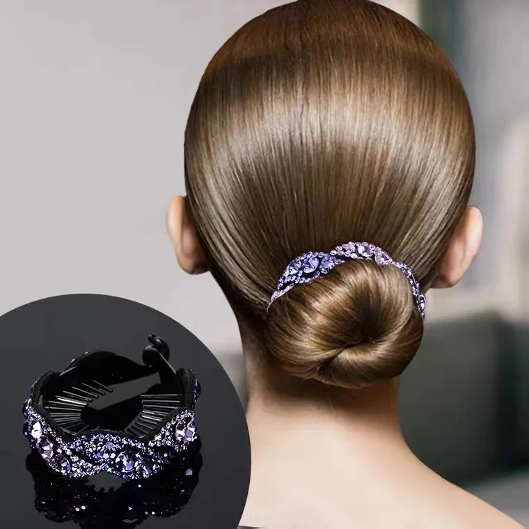Manufacturers wholesale color cross rhinestone hairpin ponytail buckle coil hair artifact hair clips hair accessories
