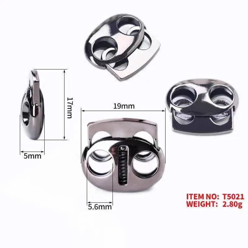 High Quality Gold Black Textured Zinc Alloy Metal Spring Rope Clothing Bag Shoes Hats Cord Lock Stopper for Garments Accessories