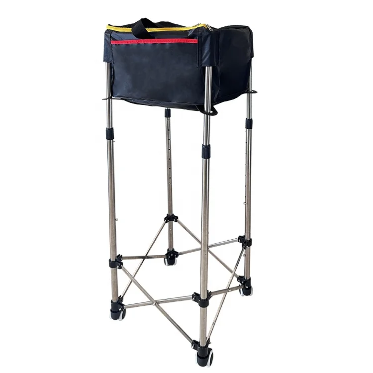 Wholesale High Quality Portable Adjustable Collecting Basket Storage Tennis Cart With Wheels Heightening Type