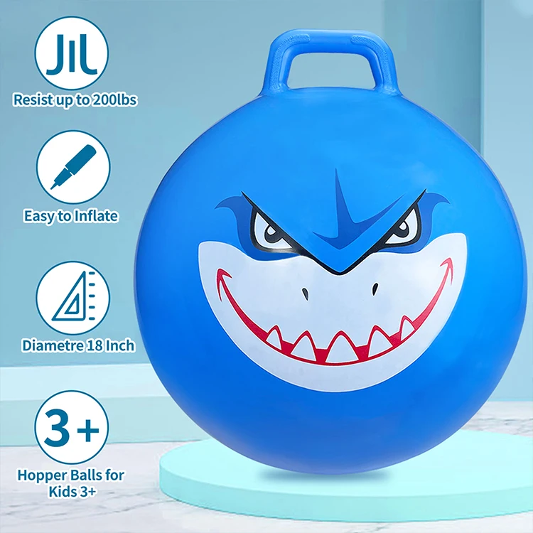 High Quality Kids Outdoor Toys 3P Inflatable Handle Bouncy Jumping Ball, Wholesale PVC Plastic Unisex Bouncing Ball