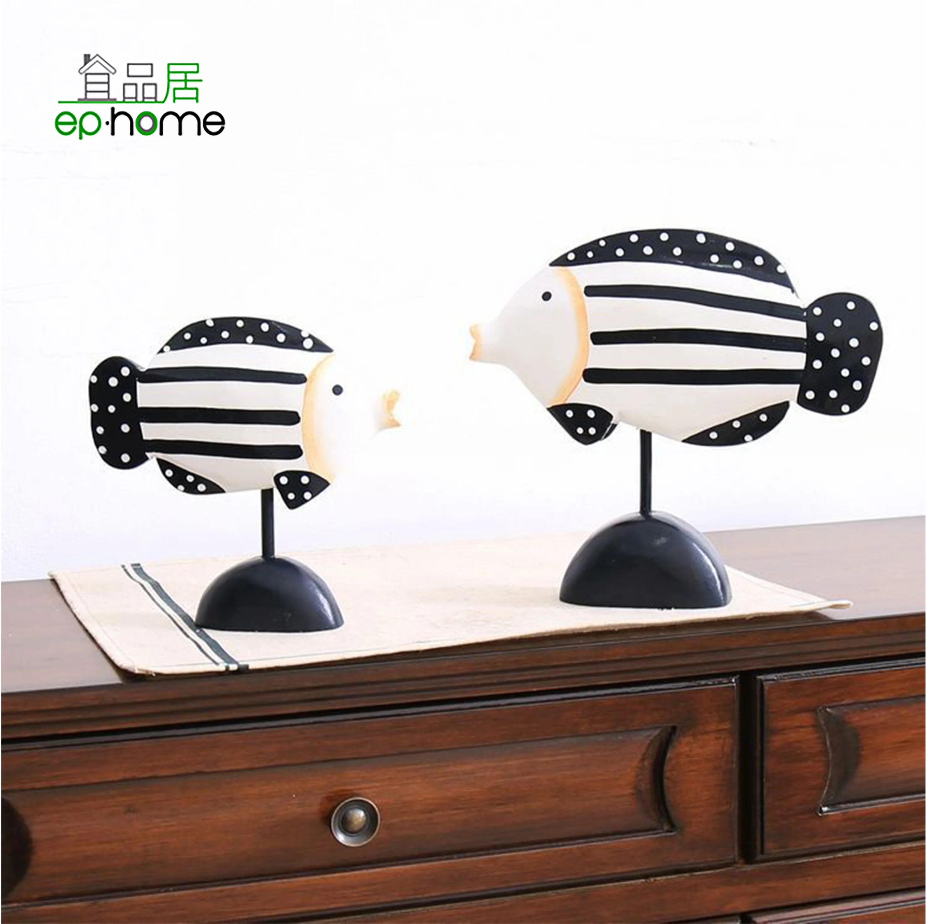 Wooden Fish Decoration Nautical Style, Wall Decor Door Hanging Decoration Beach Theme Home Wooden Ornament House Warming