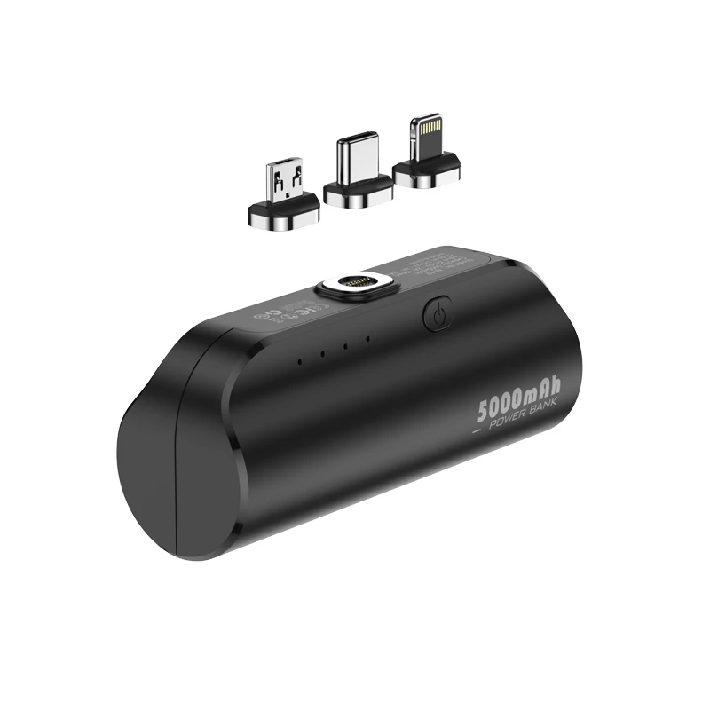5000 Mah Capsule Mini Portable Power Bank Magnetic Wireless Outdoor Travel Emergency 3 in 1fast Changing Power Bank