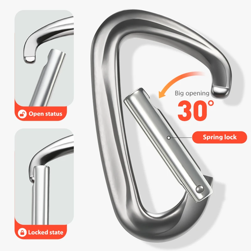 Aluminium Alloy Mountaineering Buckle D-shaped Spring Hook Climbing Fast Hanging Hammock Buckle Safety Hooks