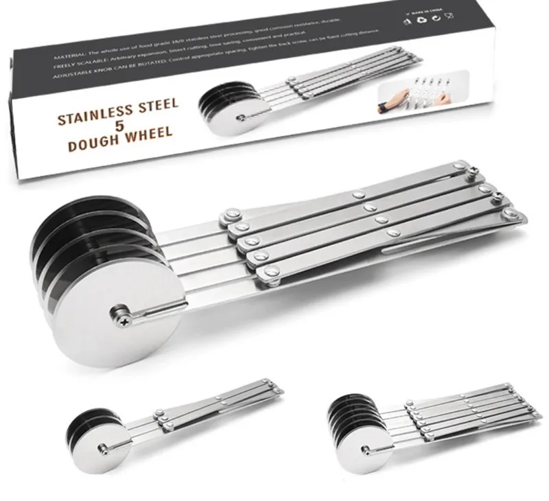 3/5/7 Wheels Stainless Steel Dough Sheet Wheel Cutter Pizza Cutter Baking Tools