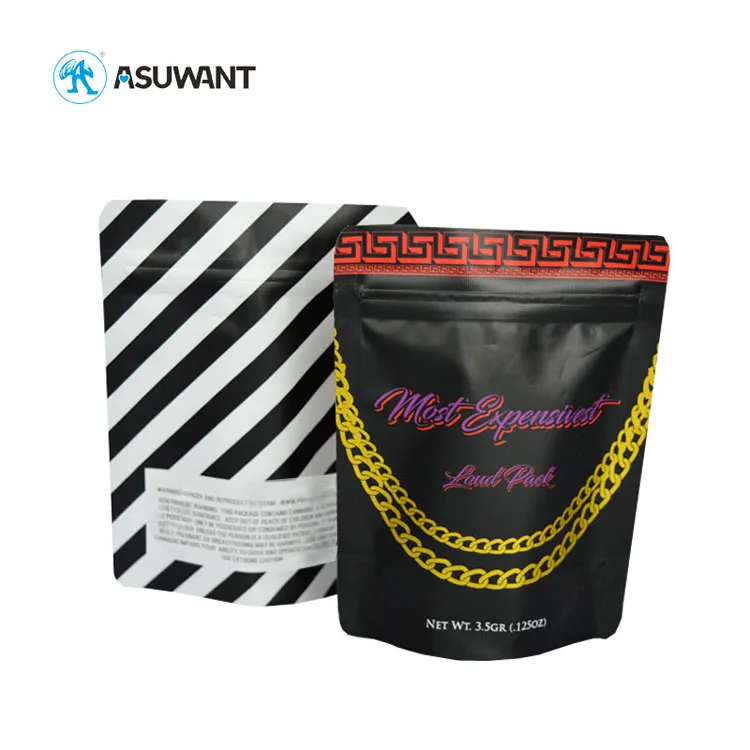 Custom Printed Logo Storage Laminated Candy Sealable Child Proof Nicotin Eco Friendly 3.5g Mylar Packing Bag