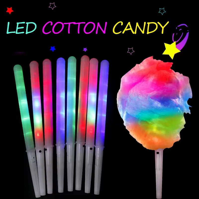 Wholesale plastic Cotton Candy led light stick Colorful Glowing Luminous Marshmallow Cone Stick Party Favors Christmas Supply