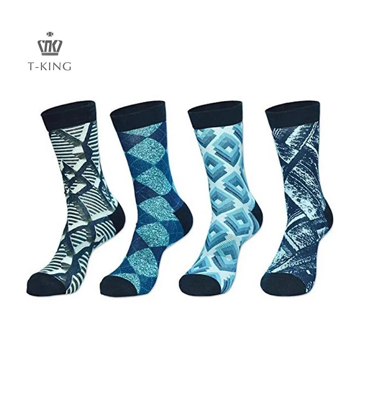 TKing оптовая продажа пользовательских 360 печать мужские удобные повседневные 100 хлопок 5 пар Подарочная коробка носки