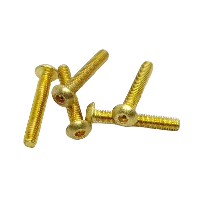 ISO7380 Hexagon Socket Pan Flat Countersunk Head Machine Screws Gold Brass Copper Coating Machine Screws