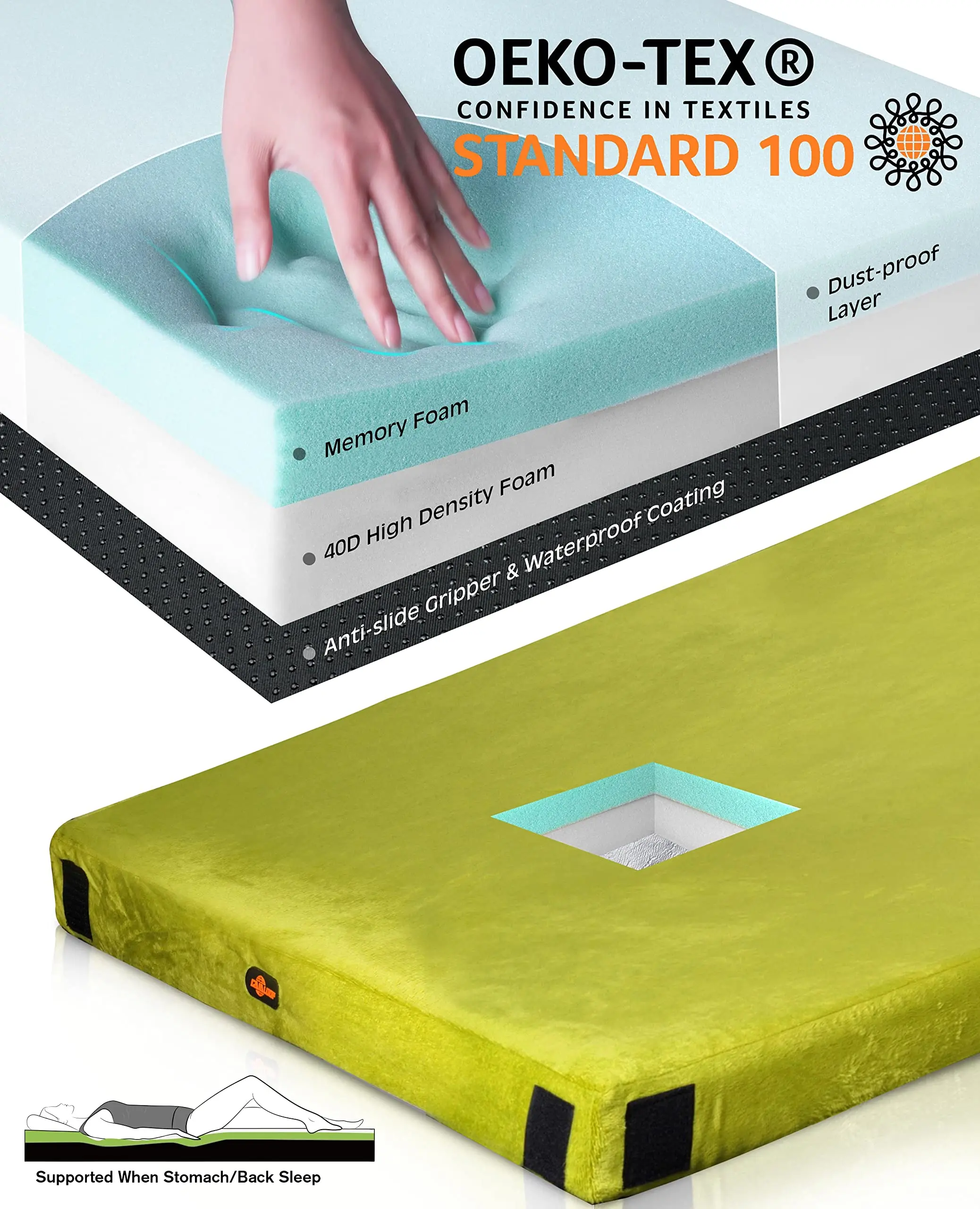 Thick Memory Foam Camping Mattress Sleeping Pad  3 Inch Portable Floor Mat Roll Up for Guests Kids Adult Sleepover