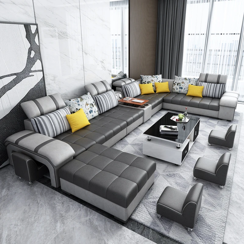 Maxky Modern Italian Fabric Sectional Sofa Home Furniture Set Modern Design Couch Luxury U Shape Sofa Other Living Room Sofa