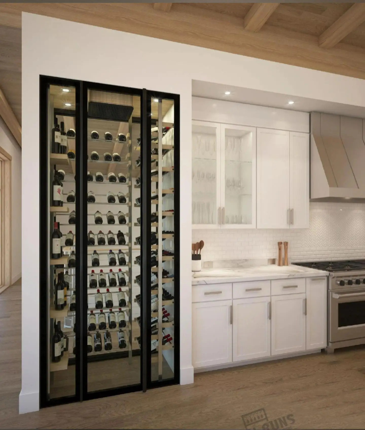 Customized Wine cellar cooling unit high quality Wine cooler fridge wall large glass holder in glass thermostatic wine storage