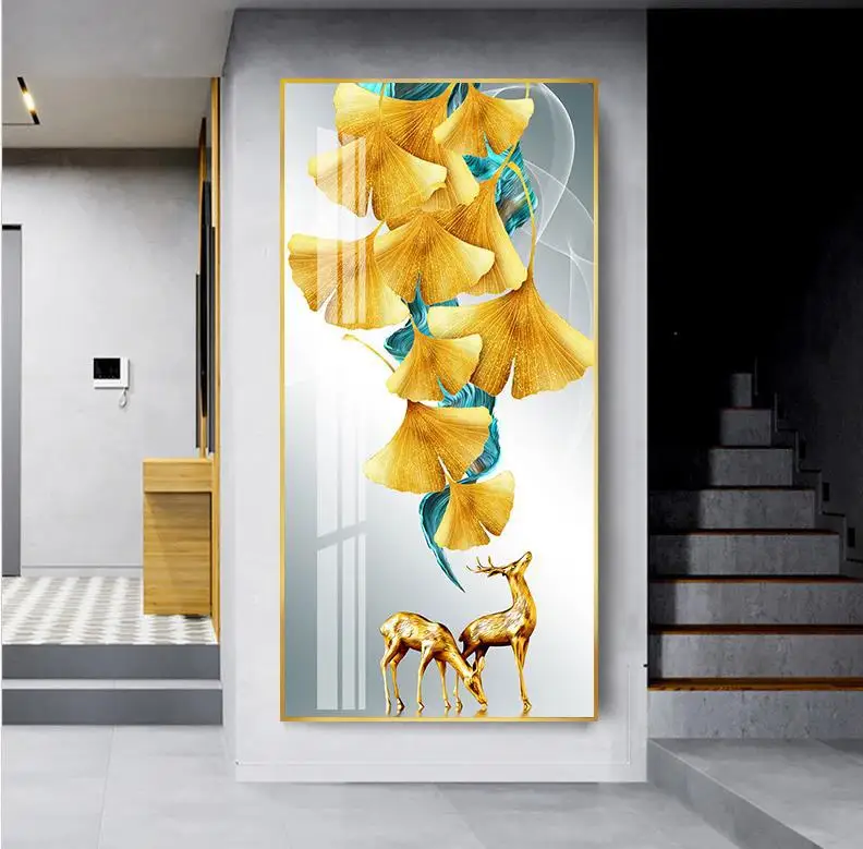 Creative Porch crystal porcelain wall painting paint for living room wall with frame canvas art decor for home decor