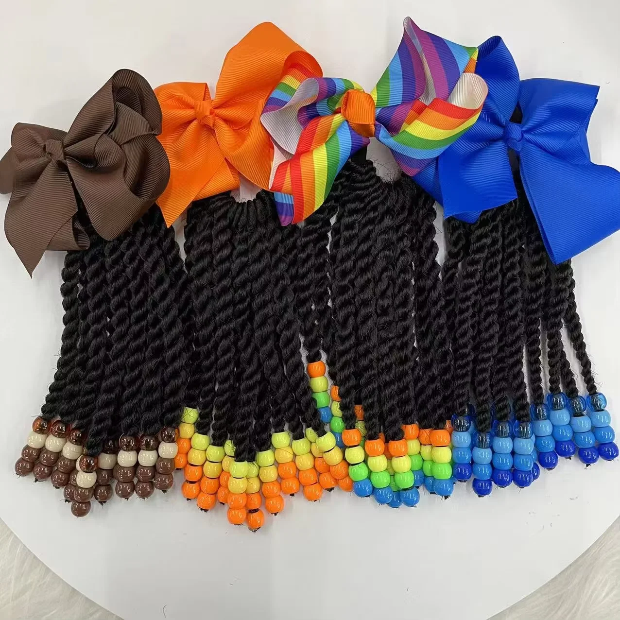 2023 New Arrival Hot Selling Synthetic African Kids Dreadlocks Beads Ponytail Ball Hair Accessories Wig Headwear Pre-Bonded Nail