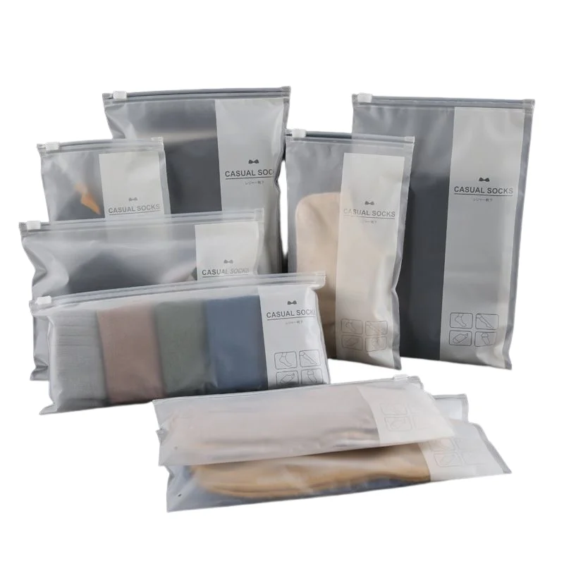 Custom Pvc Bag with Zipper clear Plastic Packaging Parcel Bag PE Zipper Bag for Socks Underwear Clothes Packaging