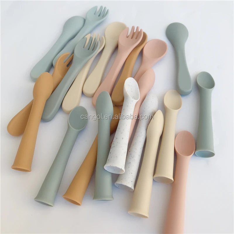 
Custom Foodgrade Silicone Baby Spoon Infant & Toddlers Spoons Training Silicone Rubber Spoon 