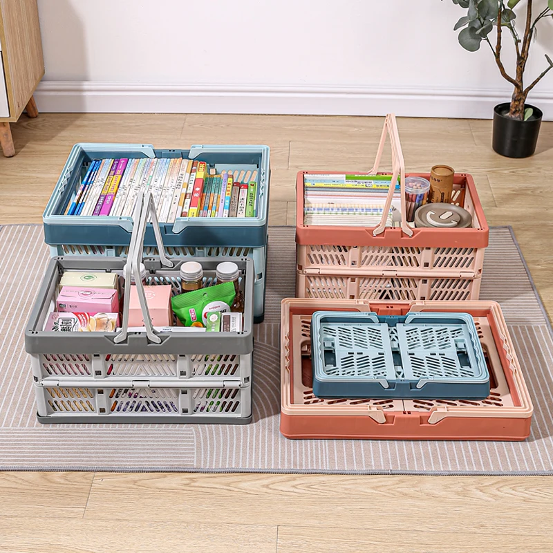 Wholesale Foldable Organization Storage Box Basket Stackable Multi-coor Collapsible Snack Toy Storage Basket