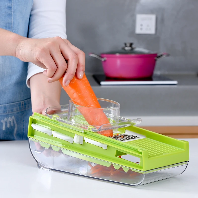 China Manufacturer Manual Vegetable Slicer Tool Sets Multi-Purpose Gadgets Kitchen Accessories Round Handle Mandoline Slicer