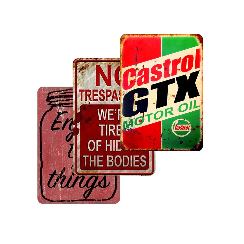 No MOQ Motor Oil Plaque Vintage Metal Tin Signs Garage Gas Station Decorative Tyre Service Retro Wall Art Poster 20x30cm
