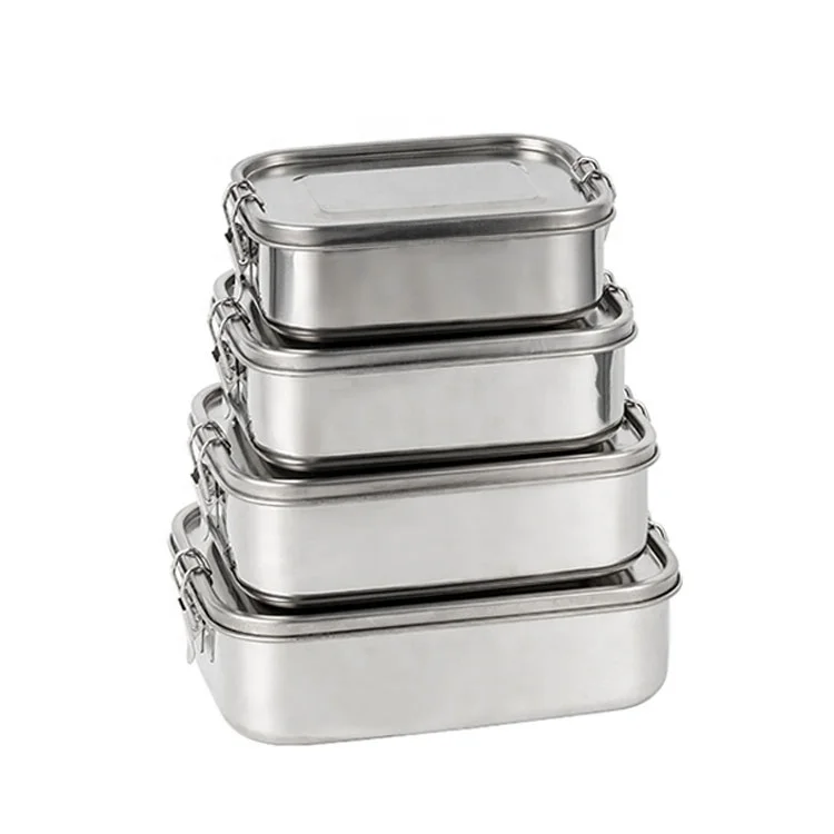 Wholesale Modern Indian School Stainless Steel Food Container 4 Tier Tiffin Carrier SUS304 Sealed Bento Lunch Boxes Set