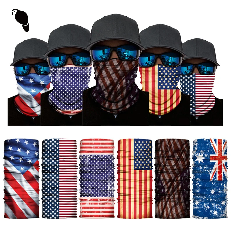 LEO USA Flag Breathable Neck Sport Cycling Facemask Neck Gator Multi Scarf Seamless Magic Head Tube Bandana
