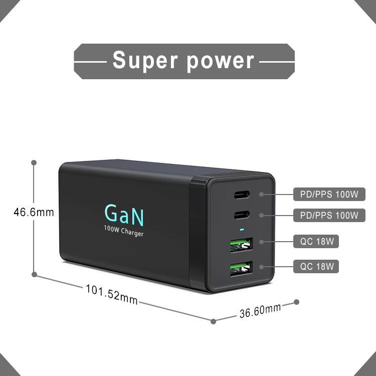 Новый Ган технология 100 Вт Быстрая зарядка PD Dual USB Автомобильное зарядное устройство Multi-порт 65W быстрой зарядки адаптер