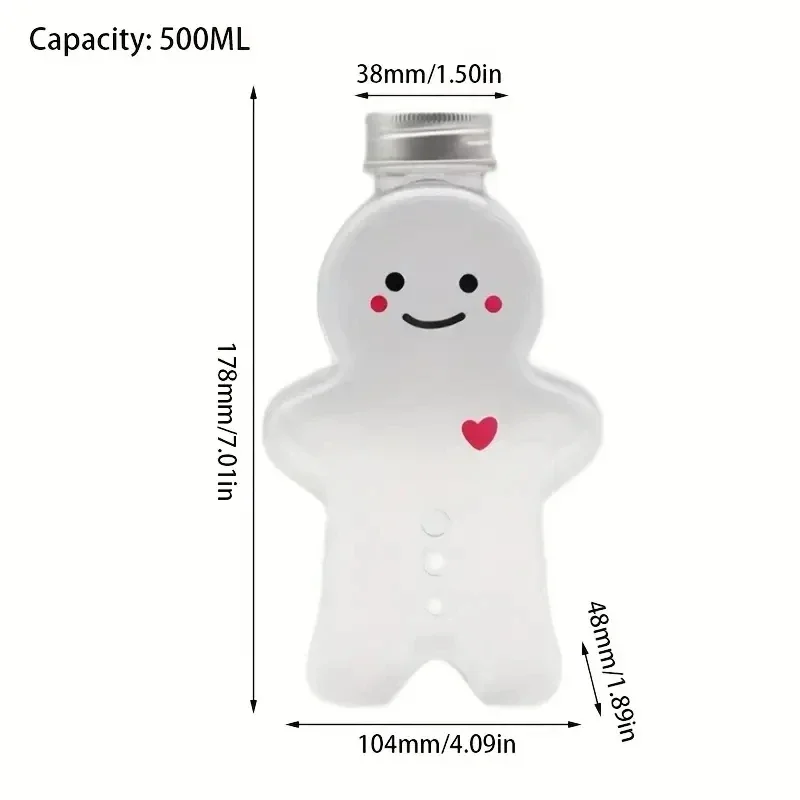 500ML Christmas Water Bottles Gingerbread Man  Candy Jars Drink Bottle Plastic Kettle Gift Wrapping Kettles Kids Gifts