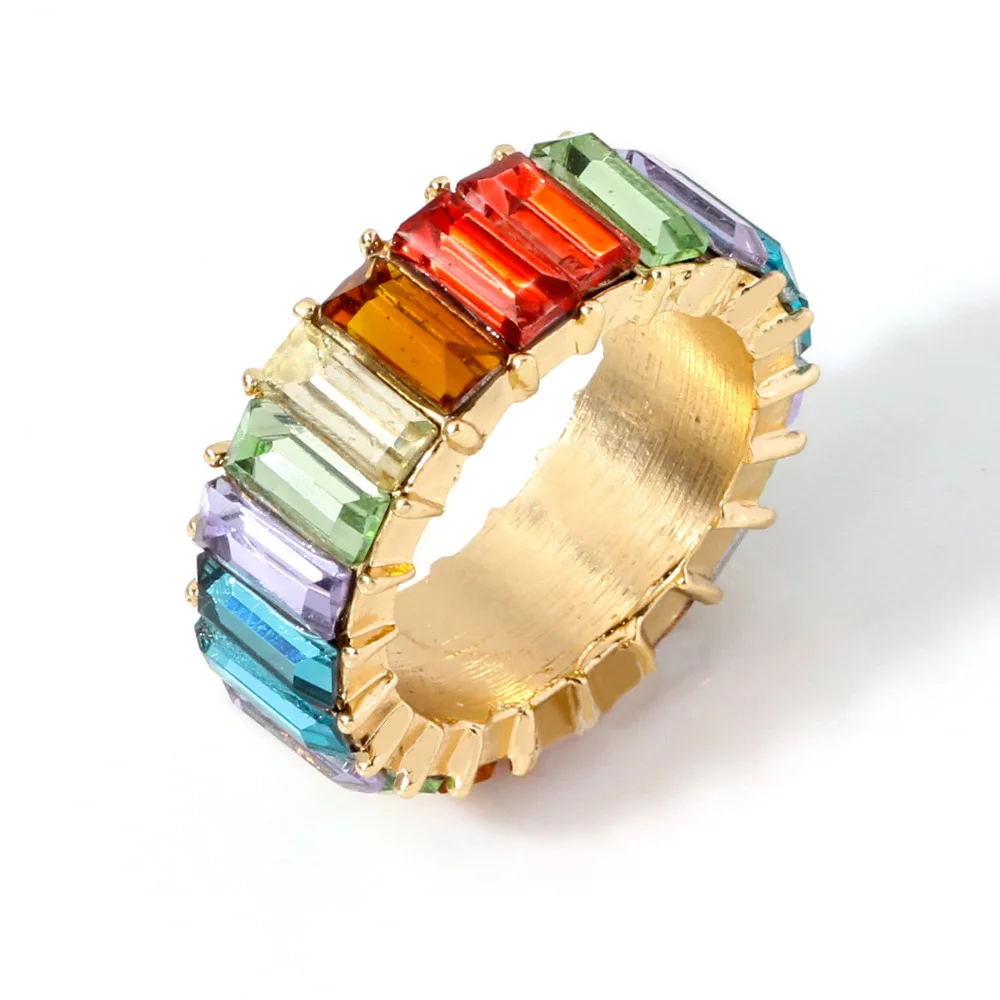 Dropshipping New diamond-encrusted ring explosive hand ornaments color personality fashion geometric ring jewelry wholesale R308