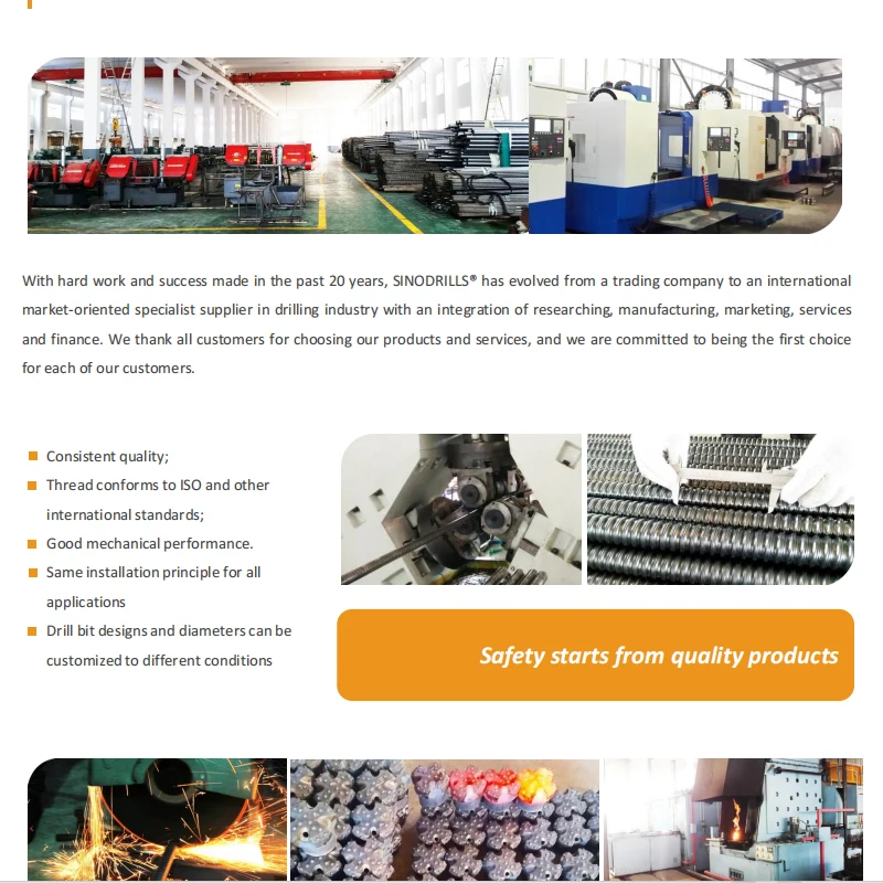 Sinodrills Hollow Anchor Bar Self-Drilling Bolt Left Hand Threaded Rod T30/16 T30/14 T30/11 Expansion Shell Rock Bolt