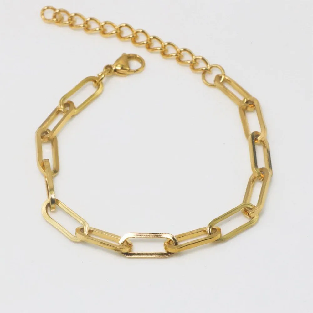Hip-hop trend personality gold Cuban bracelet boys and girls daily commuting essential