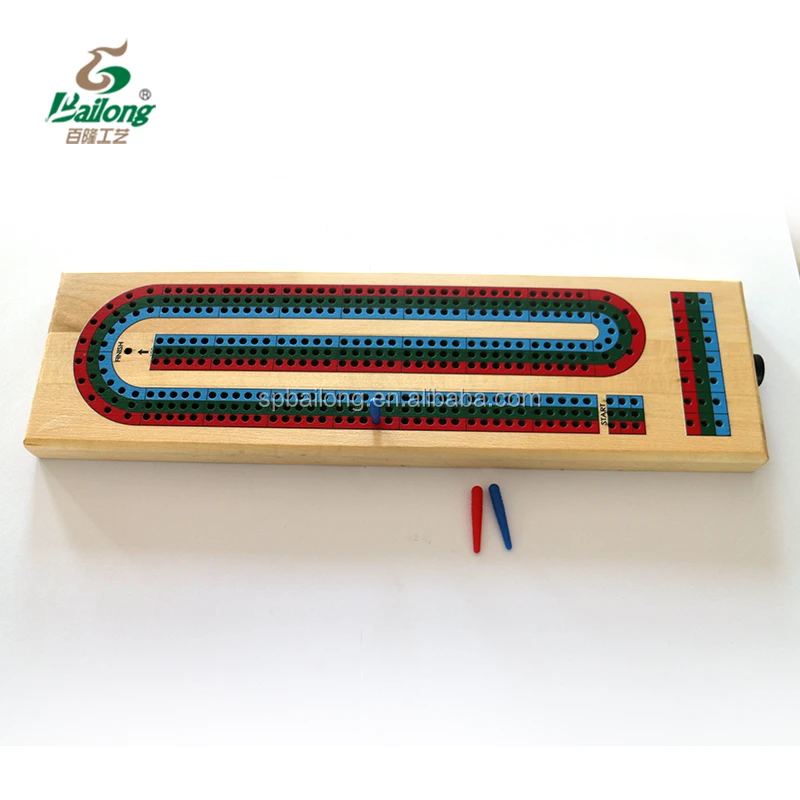 Professional factory custom 3 tracks kids adult gift score cribbage set wood board game