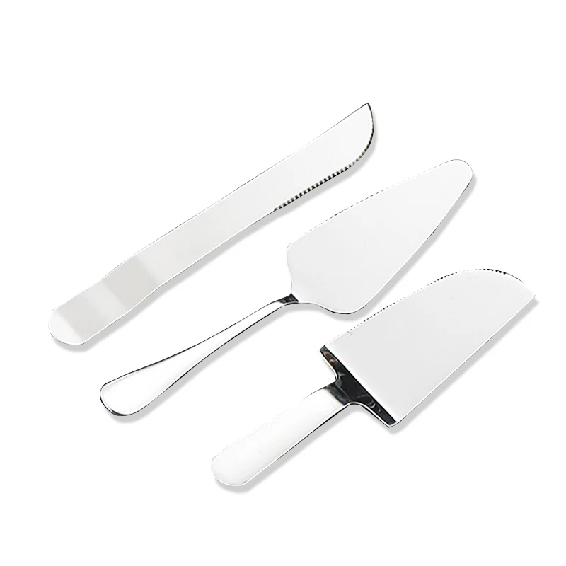 Low Price Custom wedding cake cutting knife set stainless steel cake shovel as pizza cutter