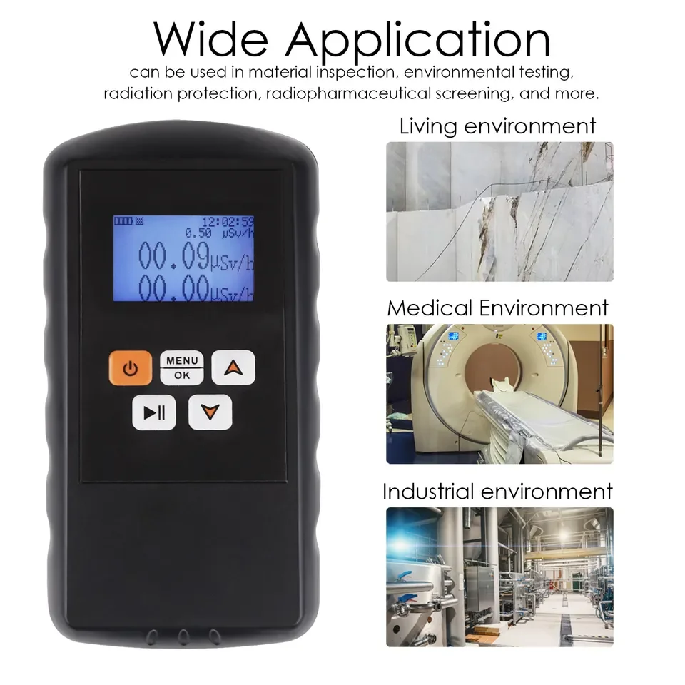 Digital Nuclear Radiation Detector Dosimeter Geiger Counter Dose Device Monitor Portable with Dosage Rate Alarm