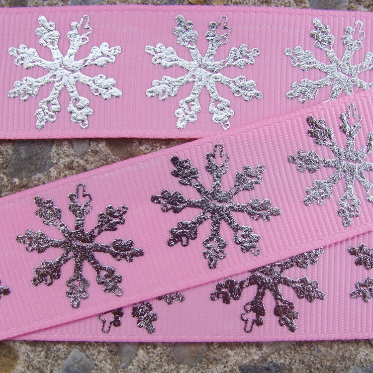 Wired Christmas 100 Yards Rolls Satin Christmas Snowflake Ribbon