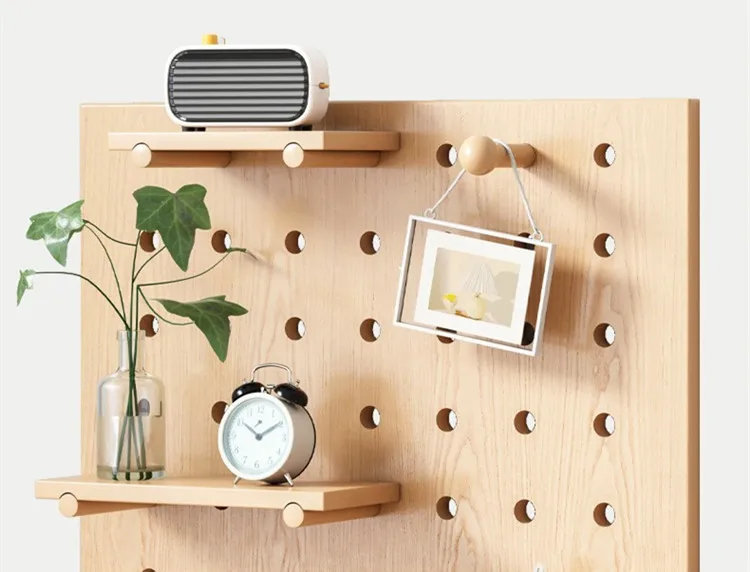 Wooden Pegboard Wall Mount Organizer for Wall Storage Rack Peg Board Display Stand Shelf