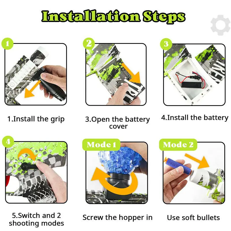 2 In 1 Electric Gel Ball Blaster Foam Bullets Water Toy Guns Rifle Airsoft Pistol Handgun Outdoor Shooting CS Game for Boy