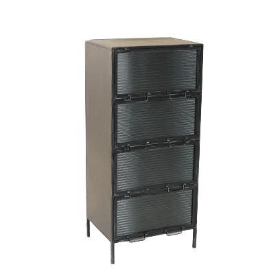 Golden Arts factory home furniture dinning room modern metal vertical stripe glass corner sideboard display cabinet