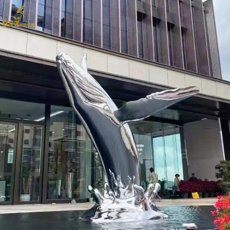 Garden Decorative Sculpture Metal Craft Life Size Stainless Steel Dolphin Pool Statue