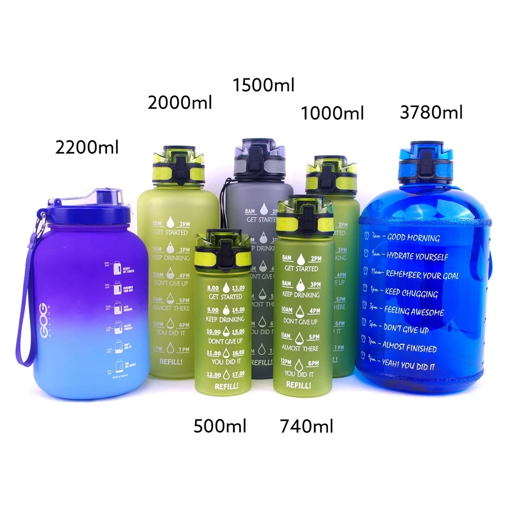 Aquaflask Bottle vasos botella de agua motivacional cups plastic bottles with lids and straws custom water bottle botol plastik