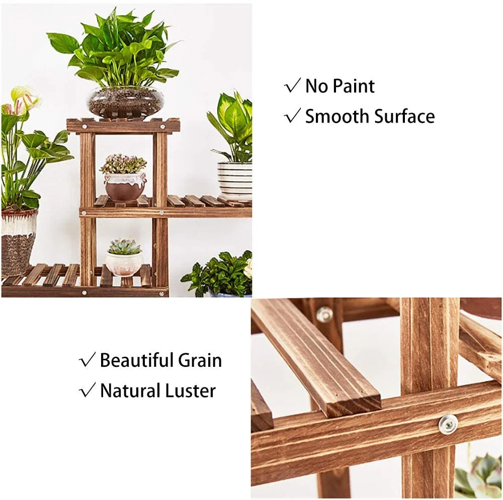 Factory plant pot holder display wooden stand for plant indoor vertical plant shelf.