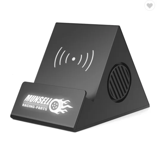 JCX/Promotional Led Logo Mobile stand wireless speaker wireless charger
