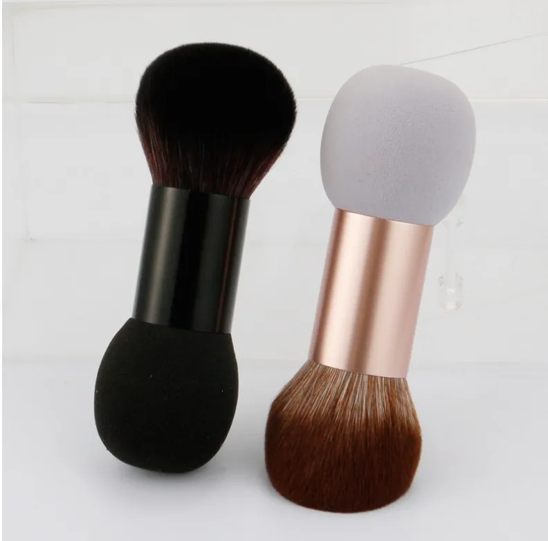 Double-headed makeup powder powder puff and makeup brush cosmetic 2 in 1 beauty tools