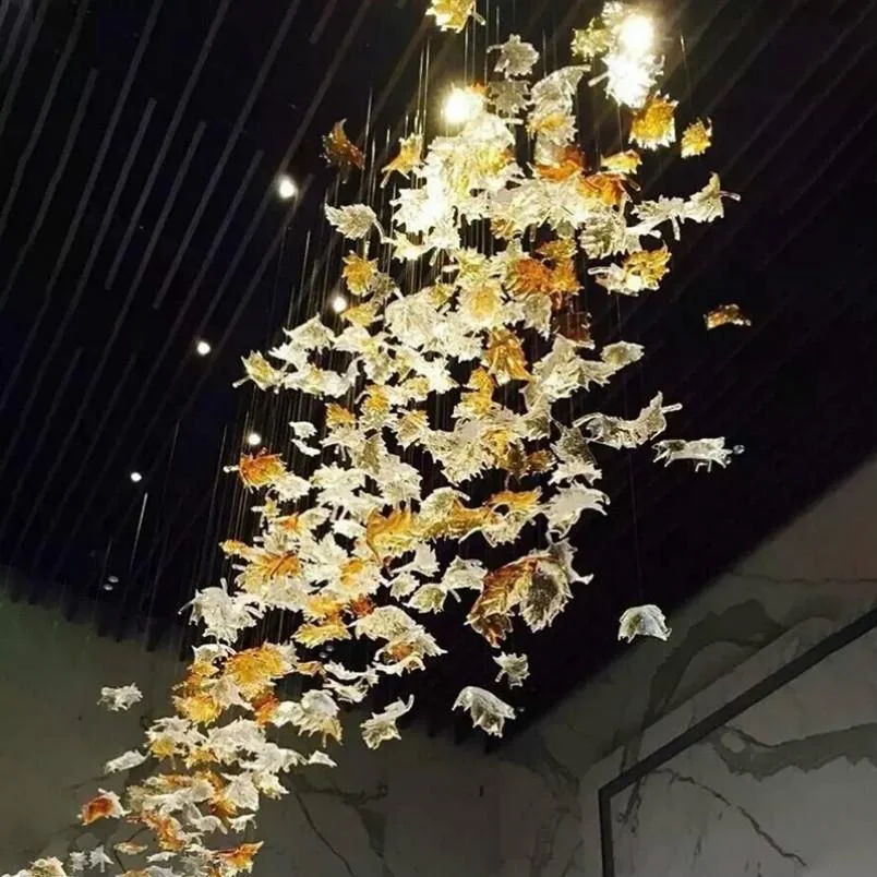 maple leaf chandelier 2021 hotel pendant light chandeliers hotel leaf pendant lamp lobby maple leaf chandelier