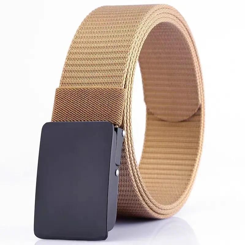 Nylon Web Belt  Wholesale Custom Automatic Buckle  No Holes Fashion  Nylon Canvas Stretch belt for men