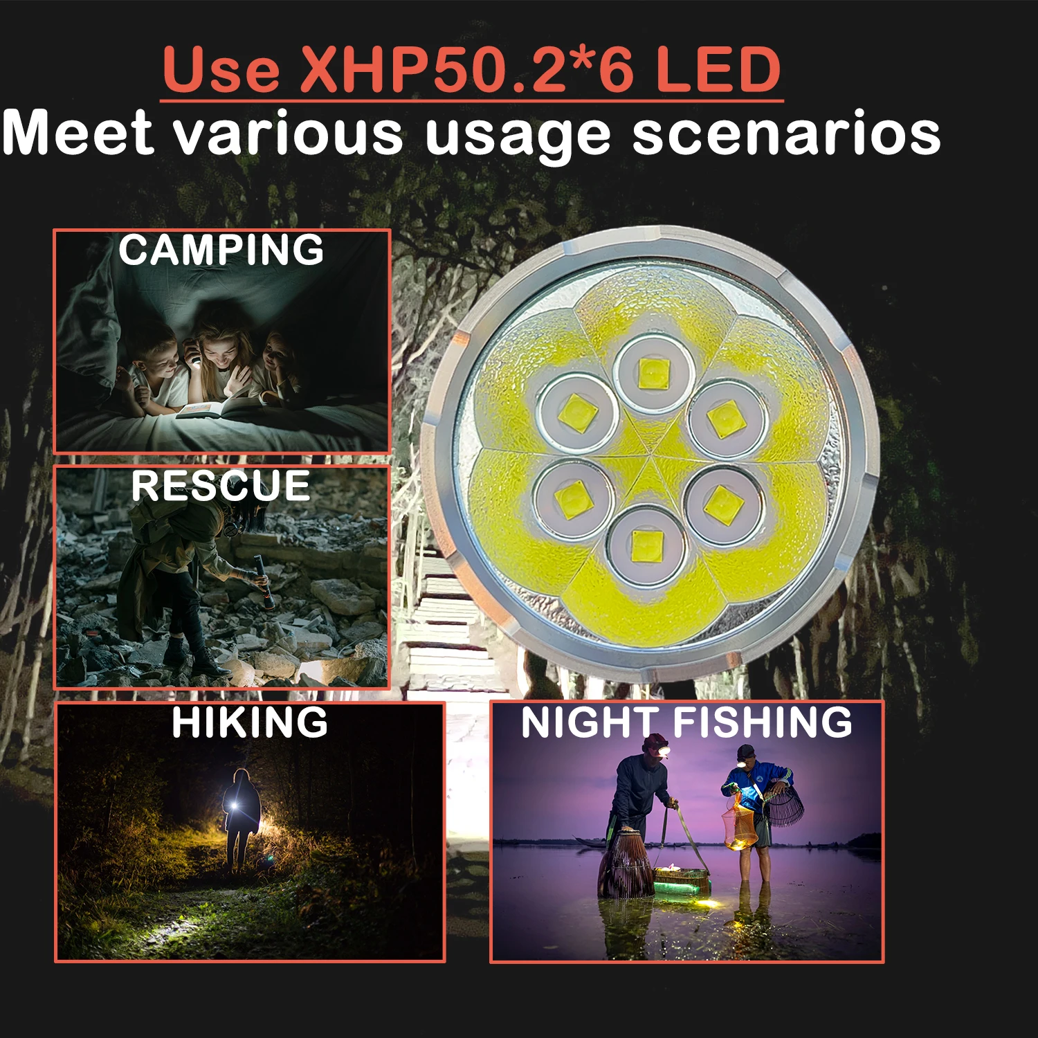 Ripsshine 20000Lm super powerful led flashlight long range searching light for car helicopter and sea