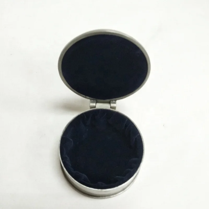 Pretty rose round metal jewelry box in pewter plated